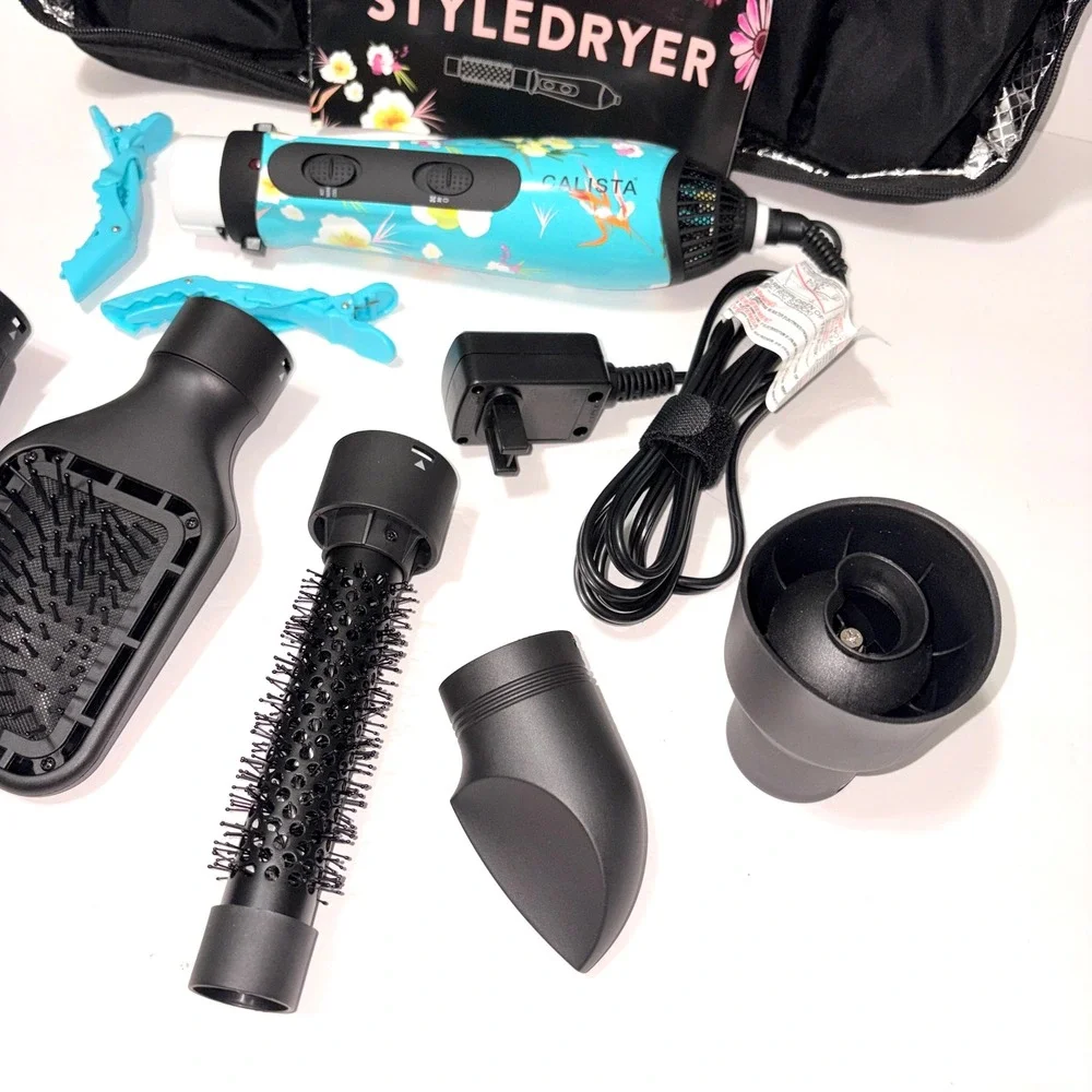 Calista StyleDryer Custom AirBrush 7-Piece Set Turquoise Floral SDRY1 1200W Case